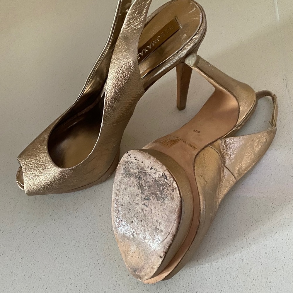 BCBGMaxazria / Sling back Gold Heels - Picture 2 of 4